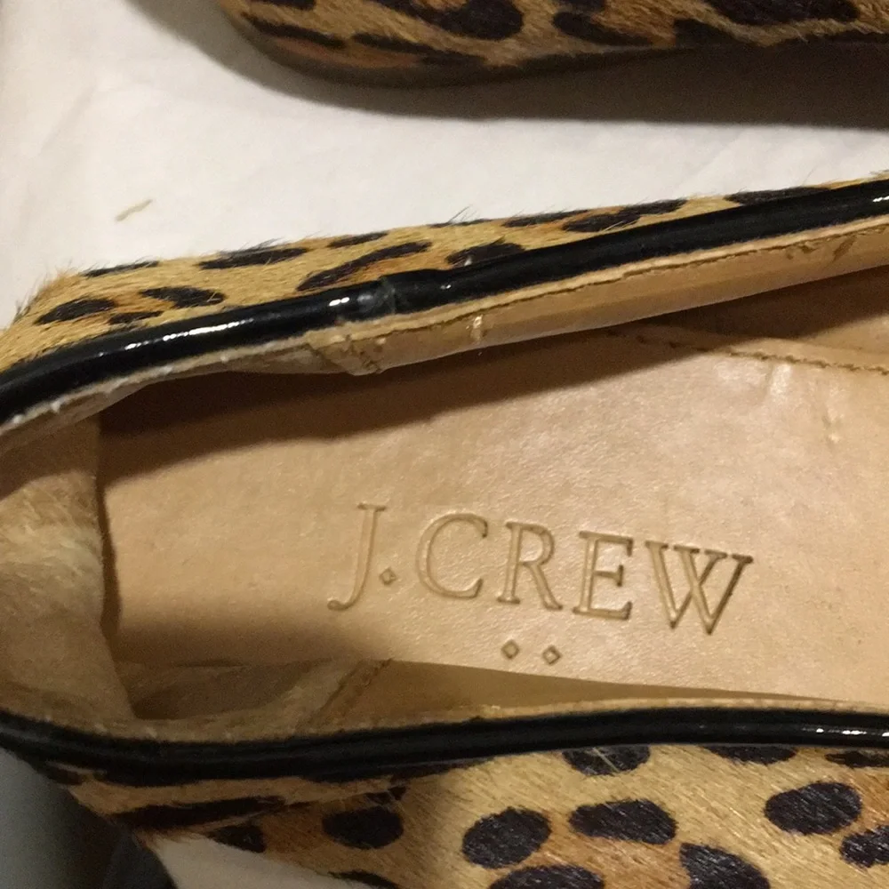 J. Crew SlipOn animal leopard print Hair/patent leather accent flats size 7